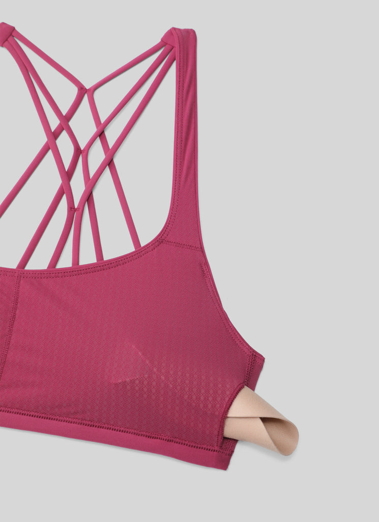 CRZ YOGA Women's Yoga Train Light Support Nakedfeel Strappy Bra Washed Mauve