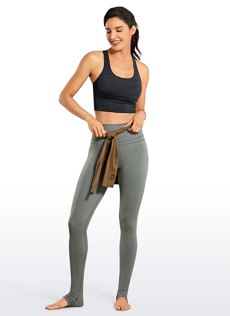 CRZ YOGA Women's Train Medium Support Nakedfeel Longline Bra Strappy Camo Multi 1