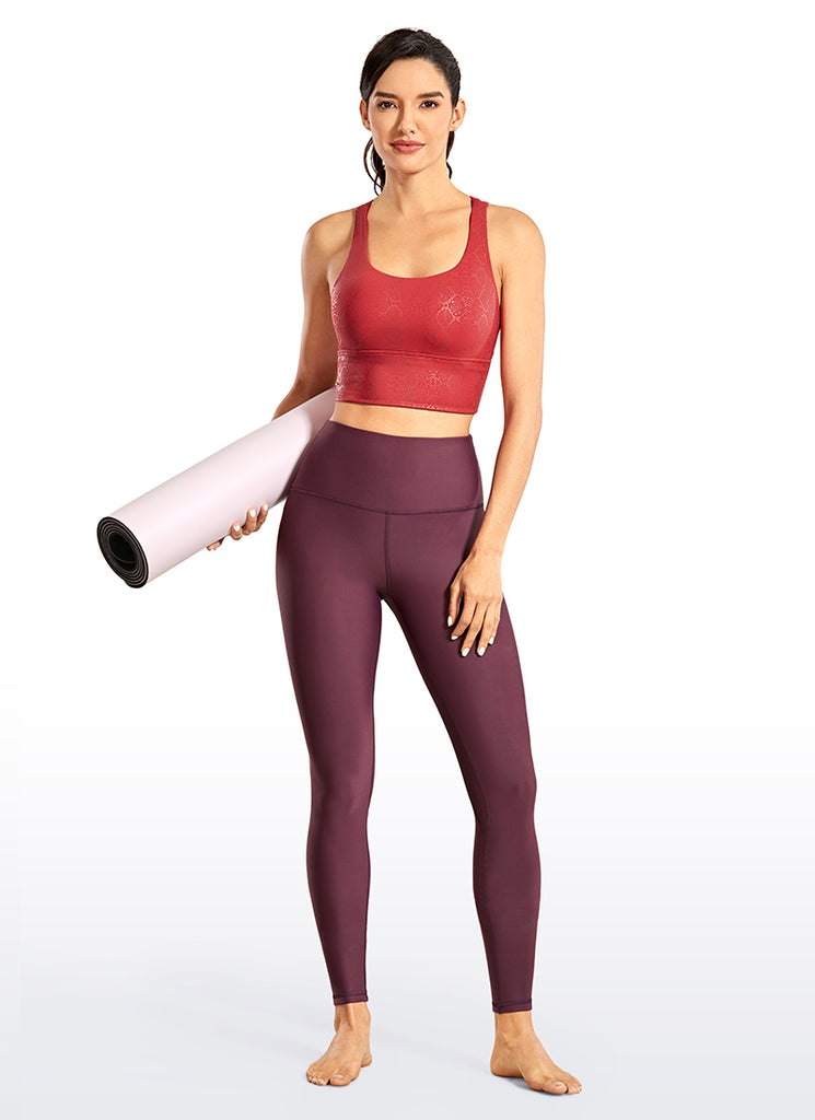 CRZ YOGA Women's Train Medium Support Nakedfeel Longline Bra Strappy light reddish brown