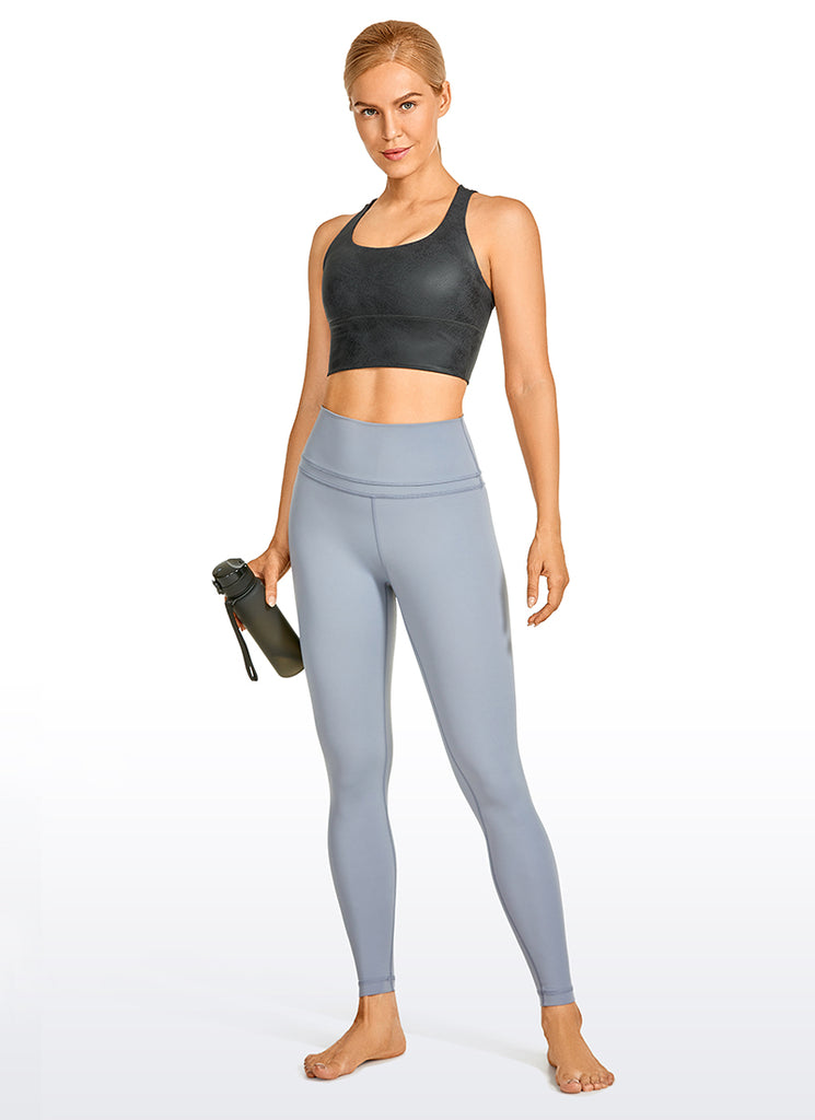 CRZ YOGA Women's Train Medium Support Nakedfeel Longline Bra Strappy Red snake