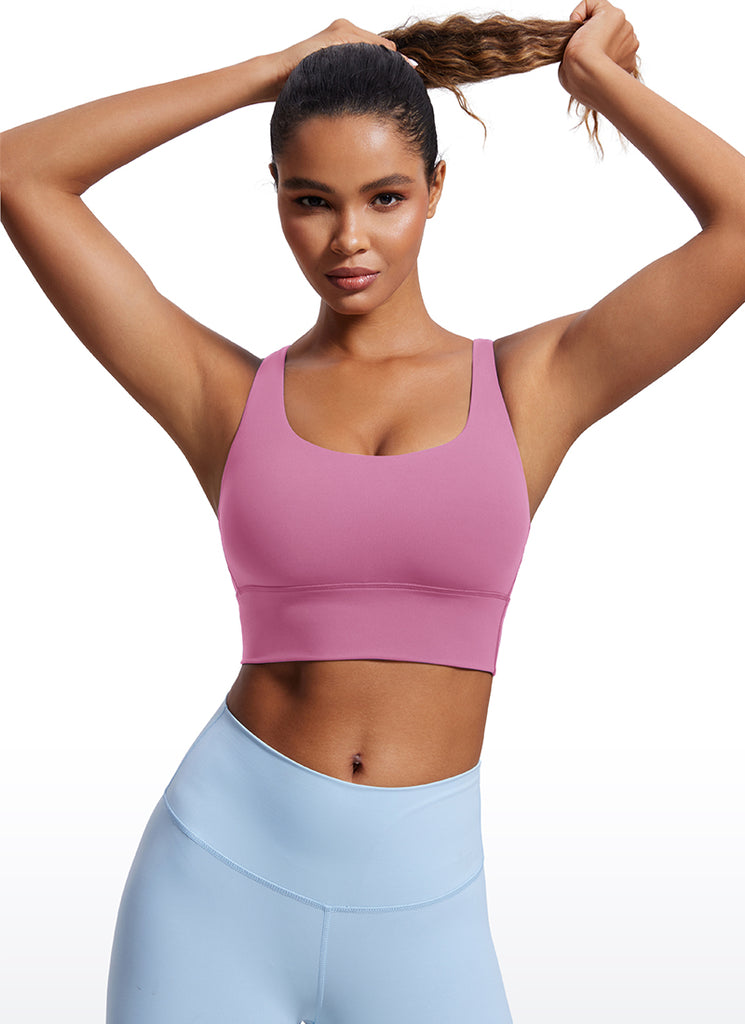 CRZ YOGA Womens Strappy Longline Nakedfeel Training Sports Bra Crimson