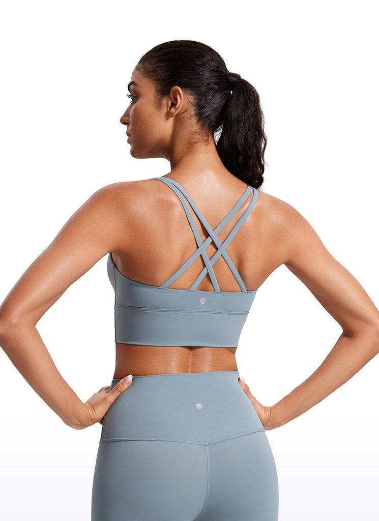CRZ YOGA Womens Strappy Longline Nakedfeel Training Sports Bra Mint Moment