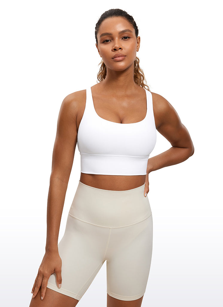 CRZ YOGA Womens Strappy Longline Nakedfeel Training Sports Bra True Navy