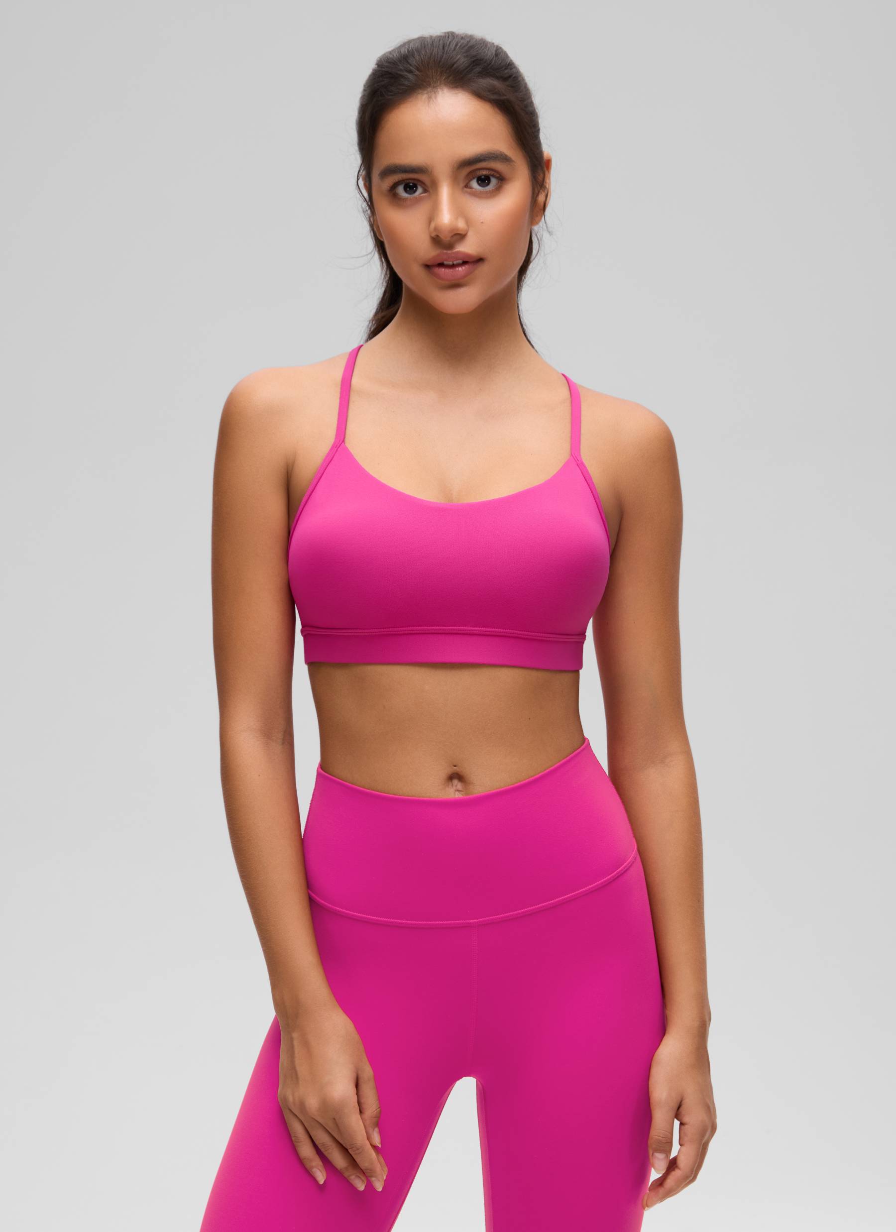 CRZ YOGA Women's Yoga Light Support Butterluxe Sports Bra Y back Hibiscus Purple