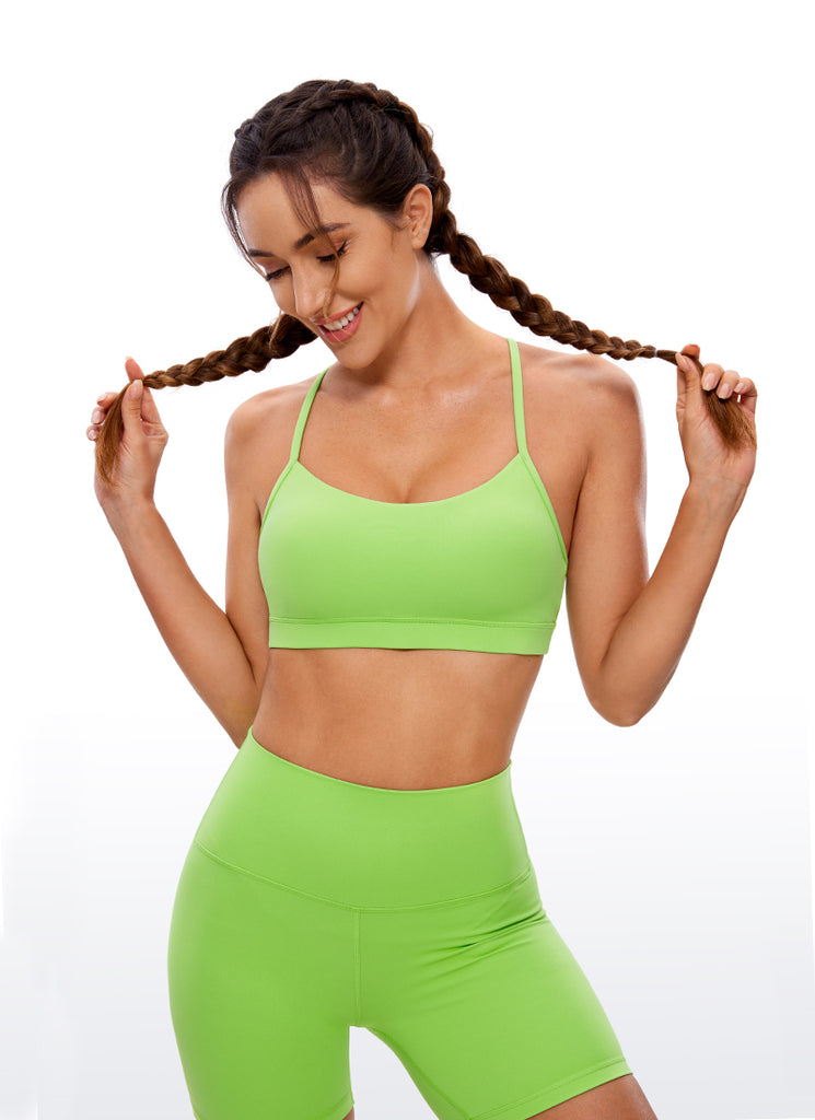 CRZ YOGA Women's Yoga Light Support Butterluxe Sports Bra Y back True Navy