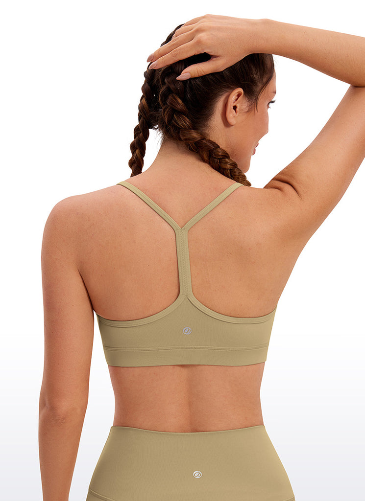 CRZ YOGA Women's Yoga Light Support Butterluxe Sports Bra Y back Tan Milkshake