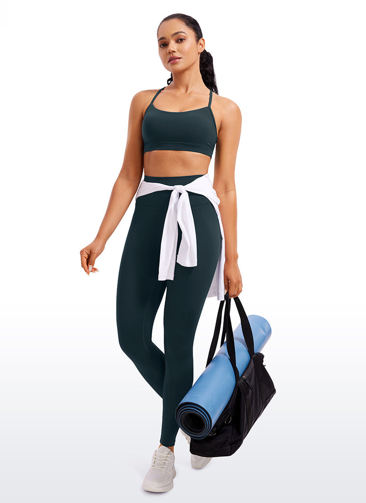 CRZ YOGA Women's Yoga Light Support Butterluxe Sports Bra Y back Forest Dark Green