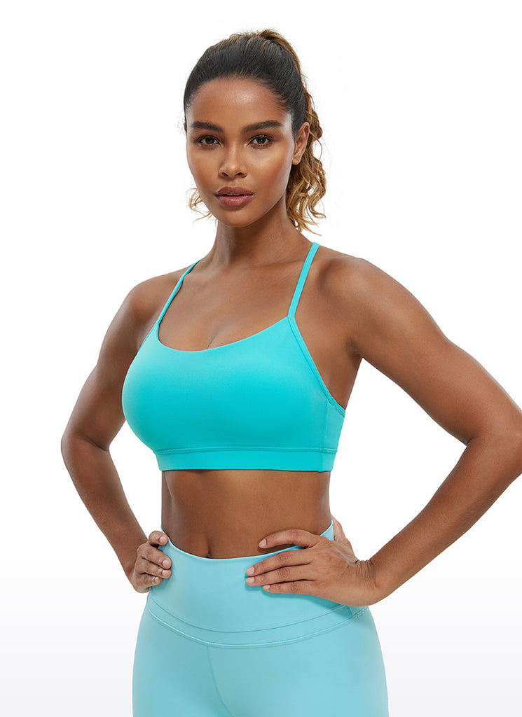 CRZ YOGA Women's Yoga Light Support Butterluxe Sports Bra Y back Spectral Blue