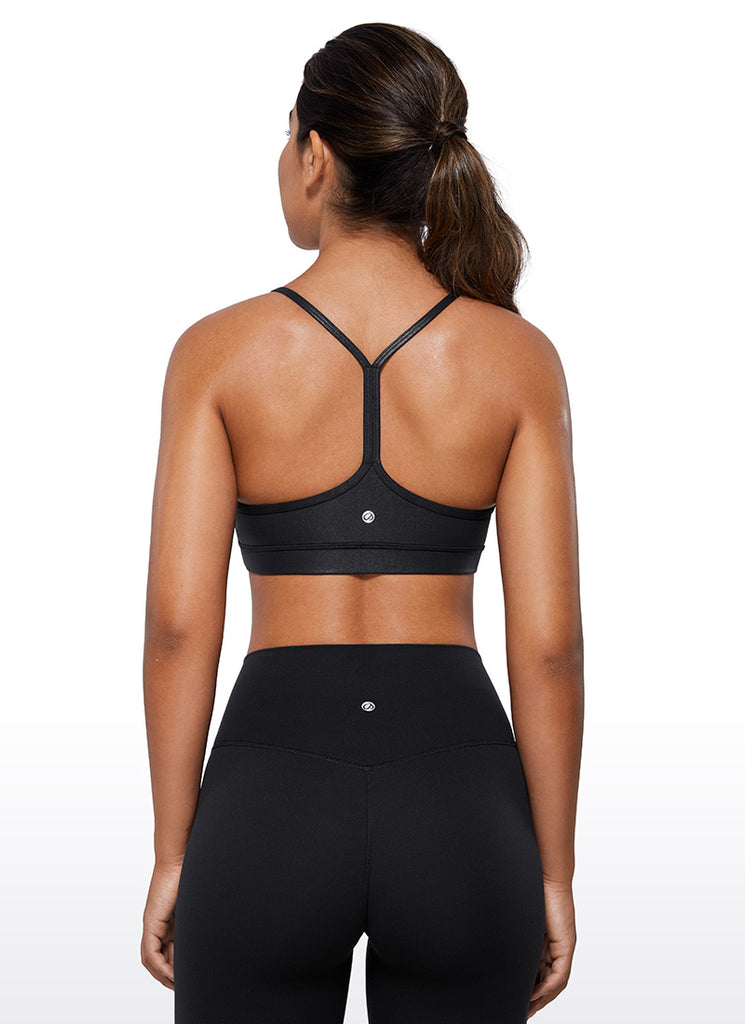 CRZ YOGA Women's Yoga Light Support Butterluxe Sports Bra Y back French Navy