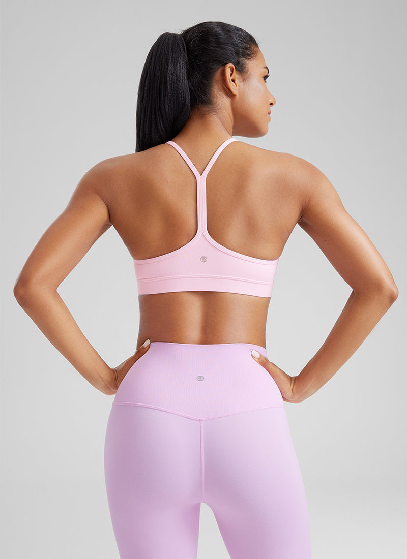 CRZ YOGA Women's Yoga Light Support Butterluxe Sports Bra Y back Sparkle Blue