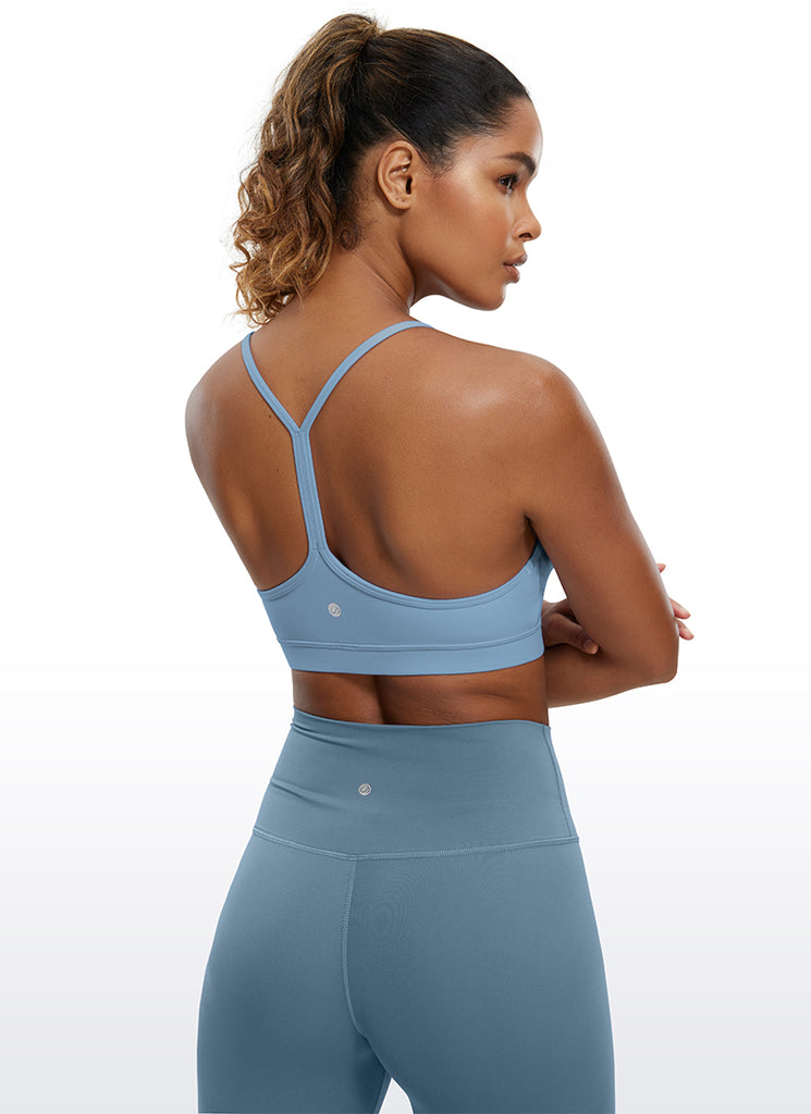 CRZ YOGA Women's Yoga Light Support Butterluxe Sports Bra Y back Cambric Blue