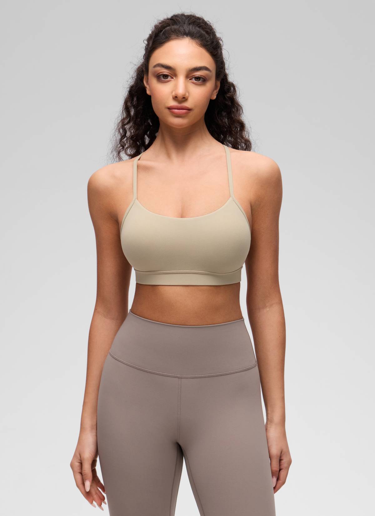 CRZ YOGA Women's Yoga Light Support Butterluxe Sports Bra Y back Oak