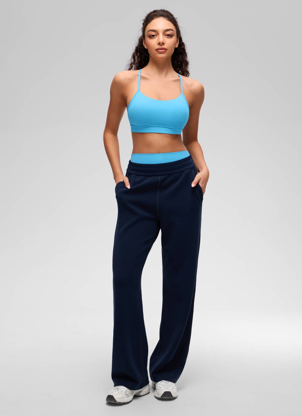 CRZ YOGA Women's Yoga Light Support Butterluxe Sports Bra Y back Kayak Blue