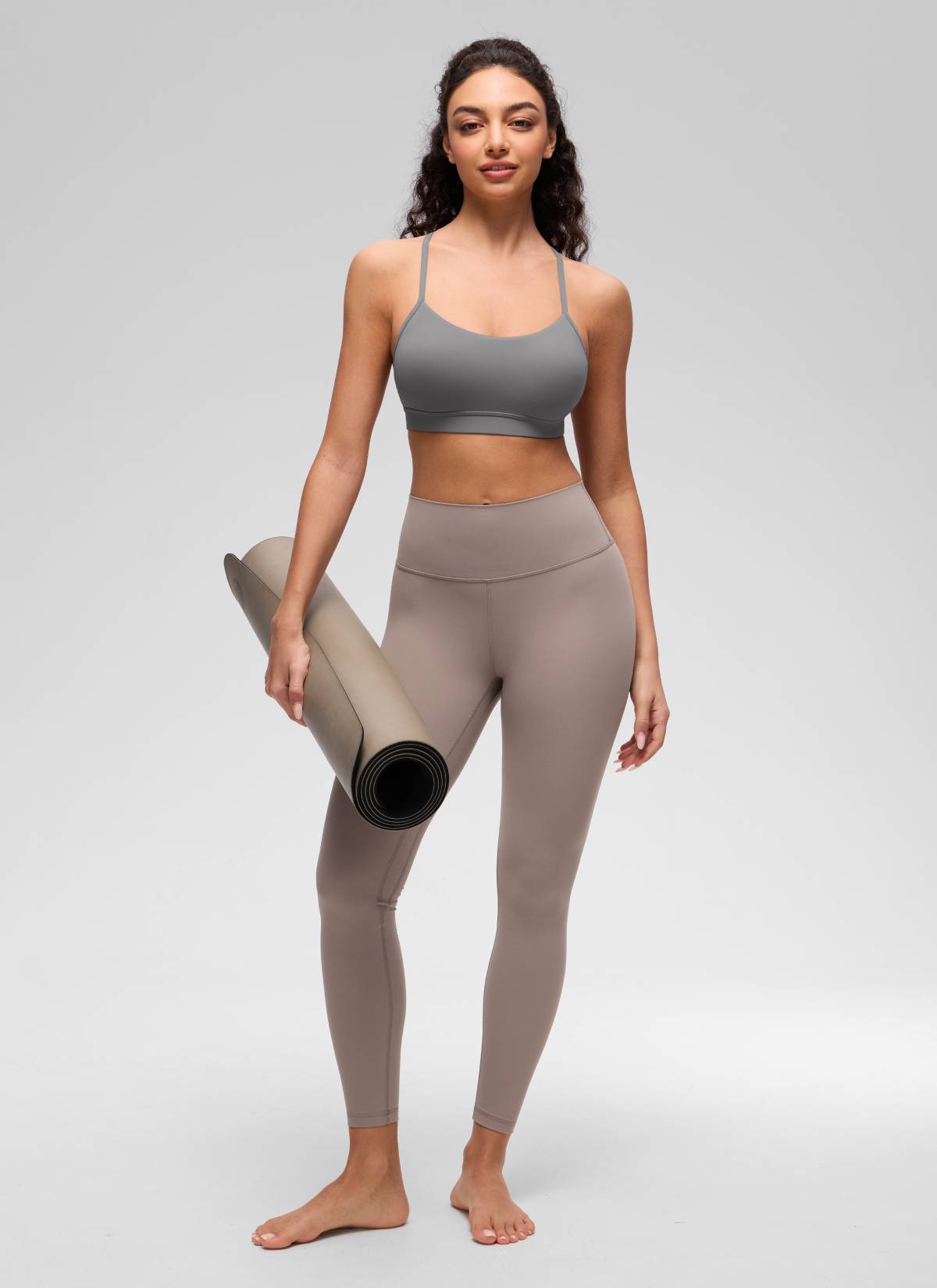 CRZ YOGA Women's Yoga Light Support Butterluxe Sports Bra Y back Ash Grey