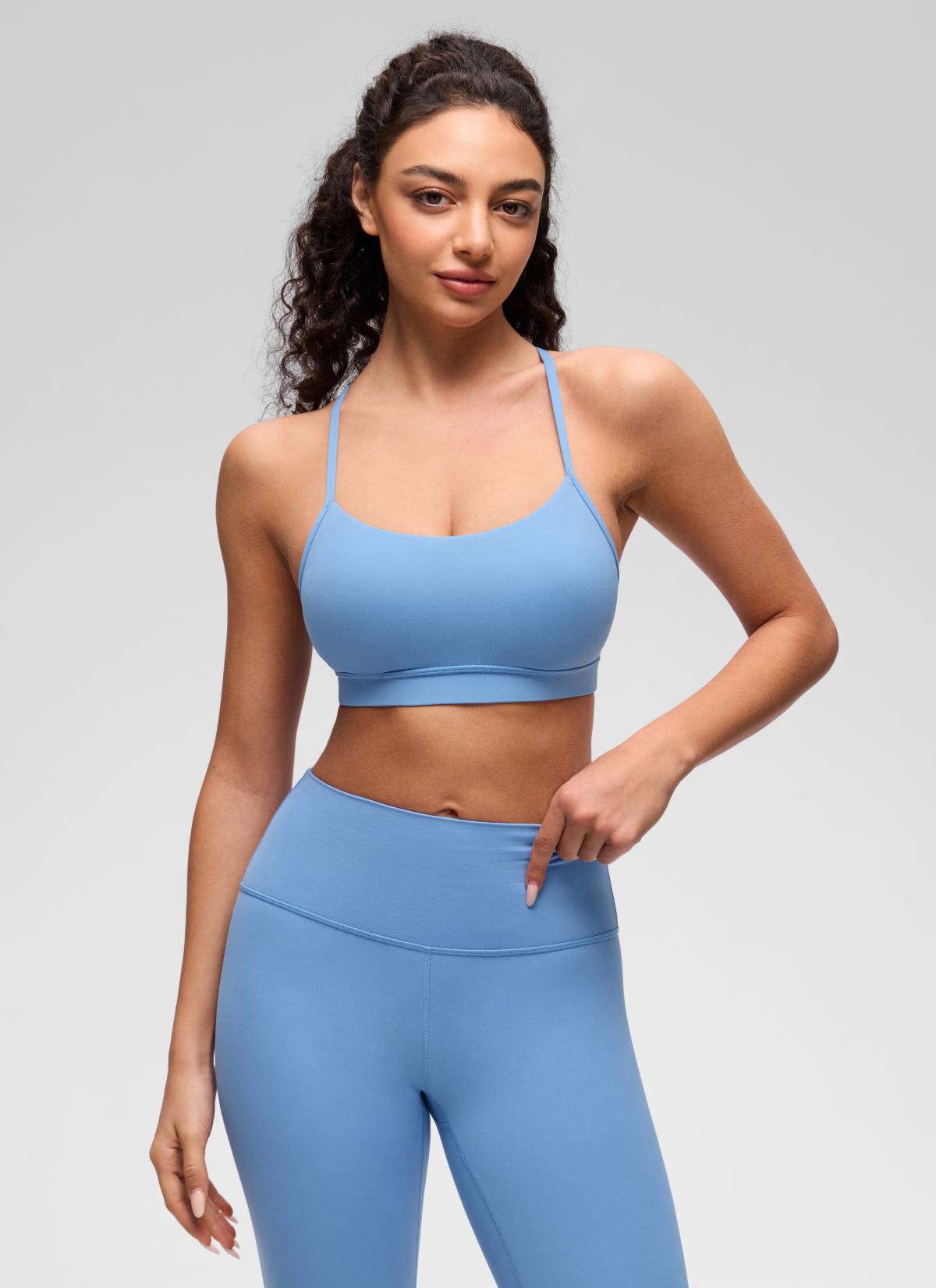 CRZ YOGA Women's Yoga Light Support Butterluxe Sports Bra Y back Party Blue