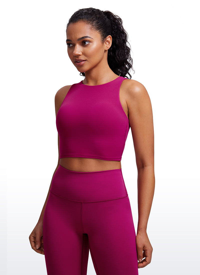 CRZ YOGA  Women's Yoga Low Support Butterluxe Tank High Neck Racerback Magenta Purple