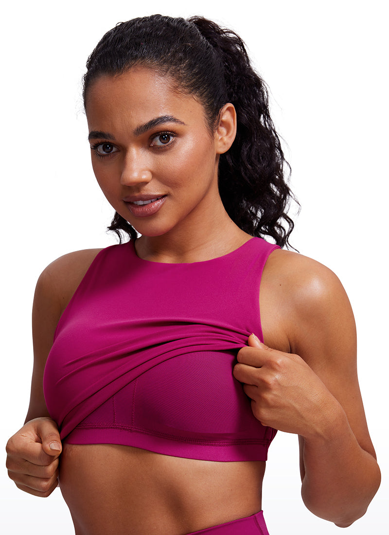 CRZ YOGA  Women's Yoga Low Support Butterluxe Tank High Neck Racerback Magenta Purple @model_info:Amanda