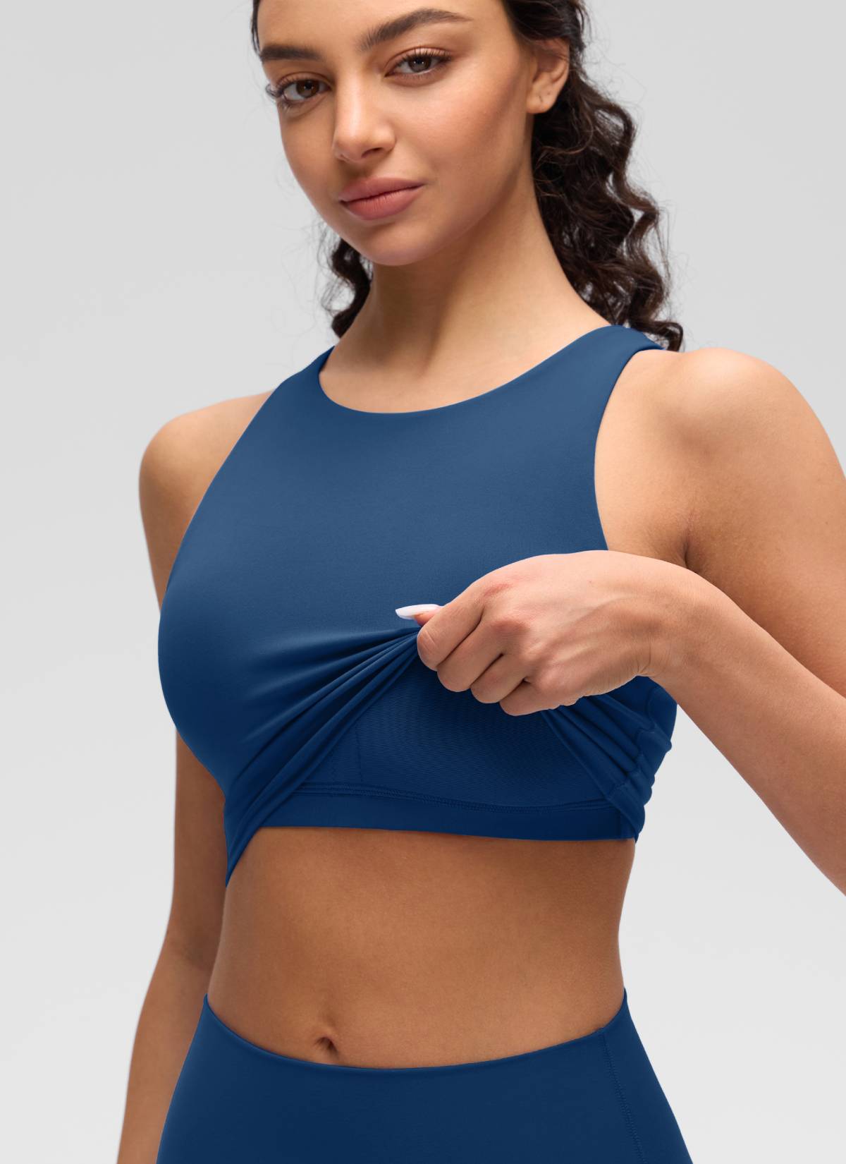 CRZ YOGA  Women's Yoga Low Support Butterluxe Tank High Neck Racerback French Navy @model_info:Anano