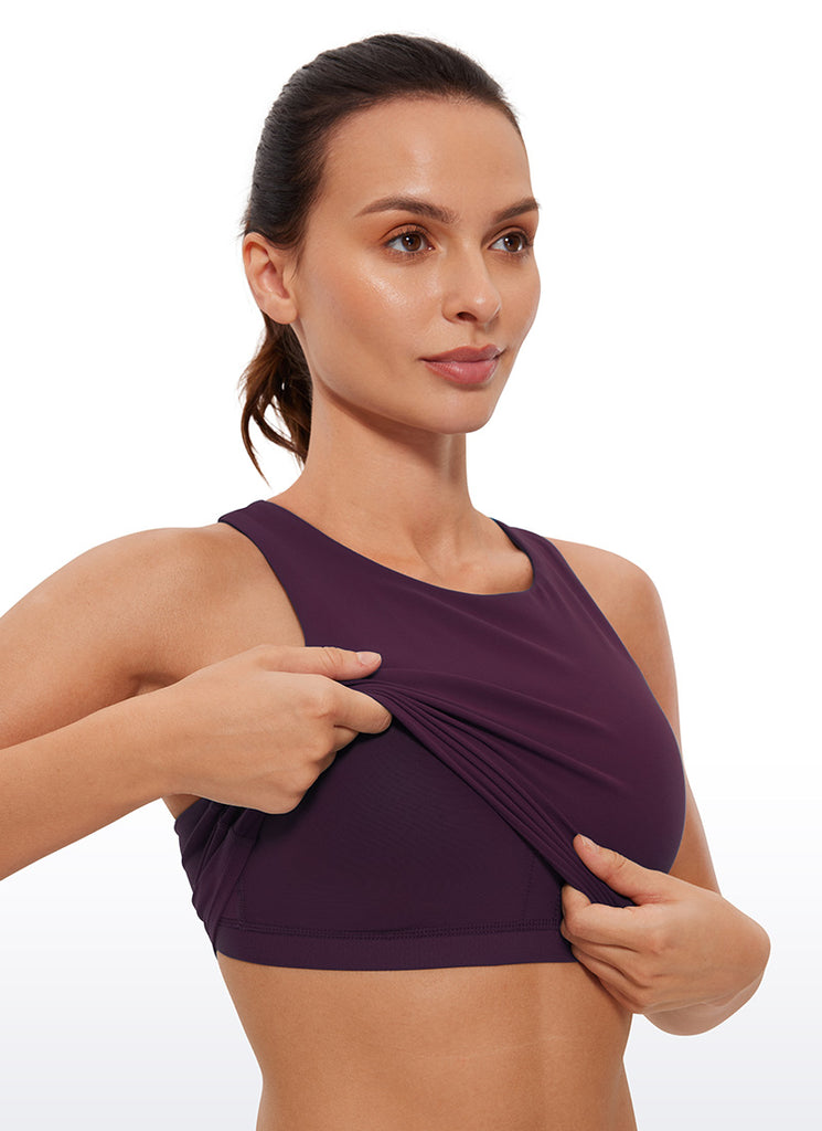 CRZ YOGA  Women's Yoga Low Support Butterluxe Tank High Neck Racerback Black Tie Dye Flowers