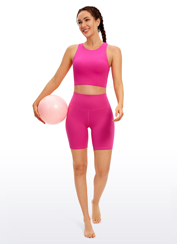 CRZ YOGA  Women's Yoga Low Support Butterluxe Tank High Neck Racerback Hibiscus Purple