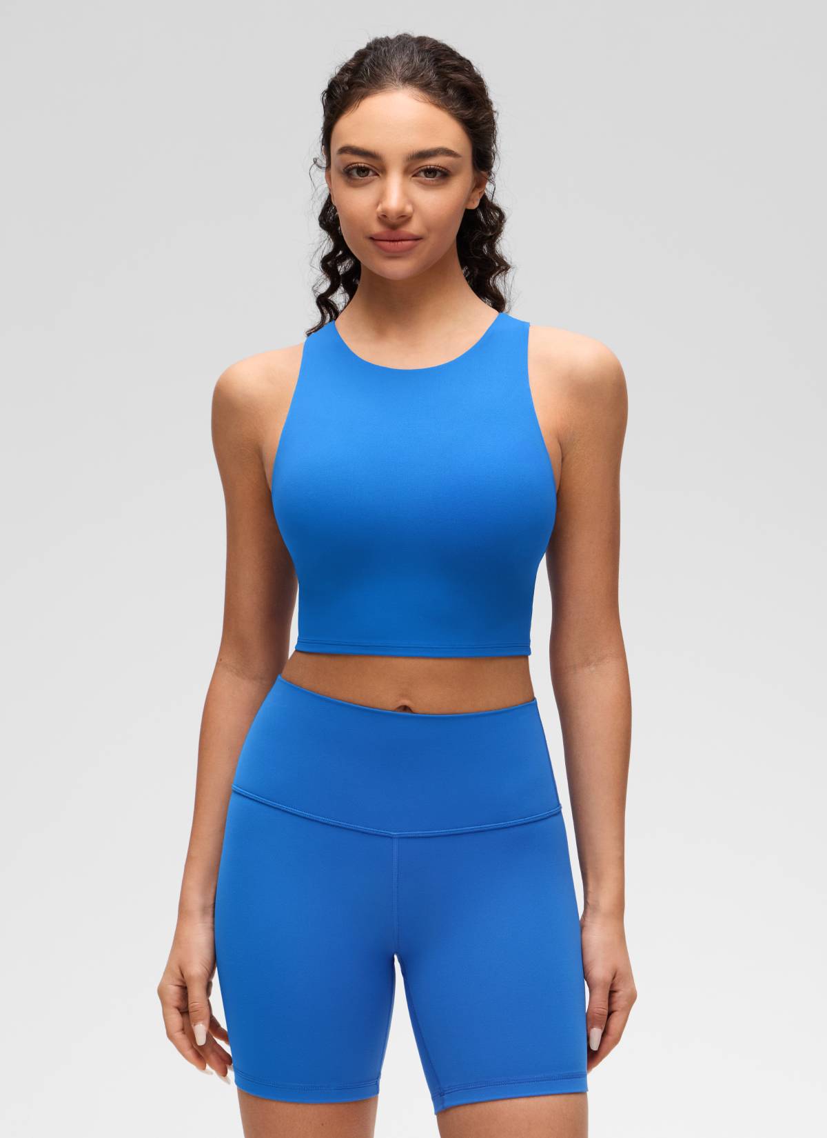 CRZ YOGA  Women's Yoga Low Support Butterluxe Tank High Neck Racerback Sparkle Blue @model_info:Anano