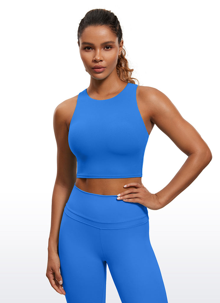 CRZ YOGA  Women's Yoga Low Support Butterluxe Tank High Neck Racerback White