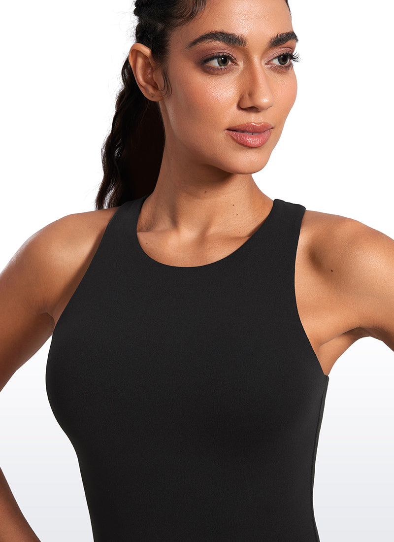 Butterluxe Waist Length Built-in Bra Tanks High Neck