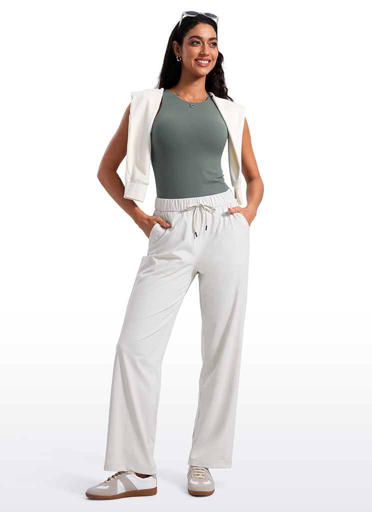 CRZ YOGA Women's Butterluxe Built-in Bra High Neck Racerback Tank Grey Sage