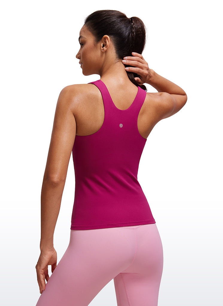 CRZ YOGA Women's Butterluxe Built-in Bra High Neck Racerback Tank Magenta Purple