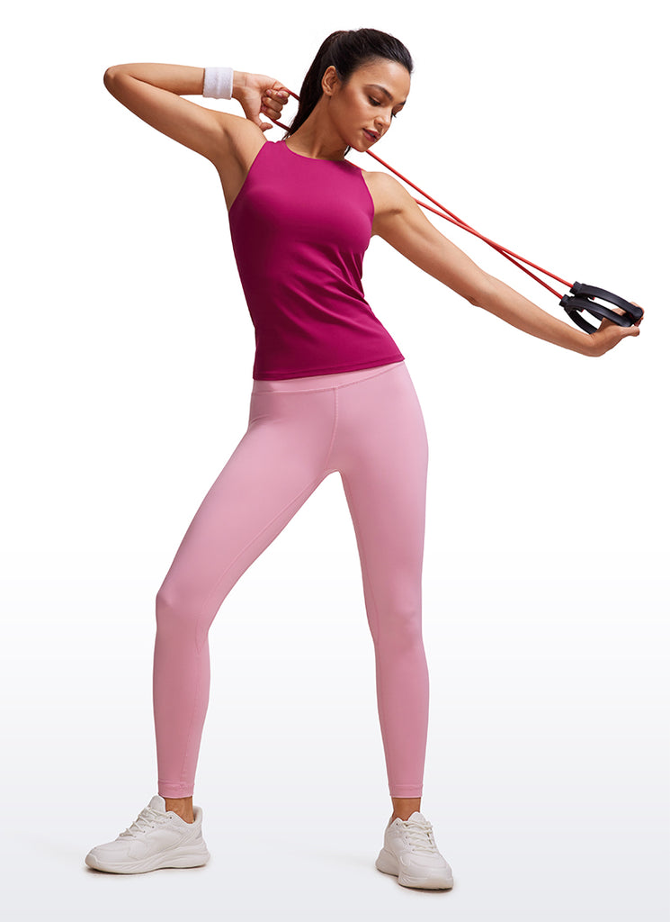 CRZ YOGA Women's Butterluxe Built-in Bra High Neck Racerback Tank Magenta Purple