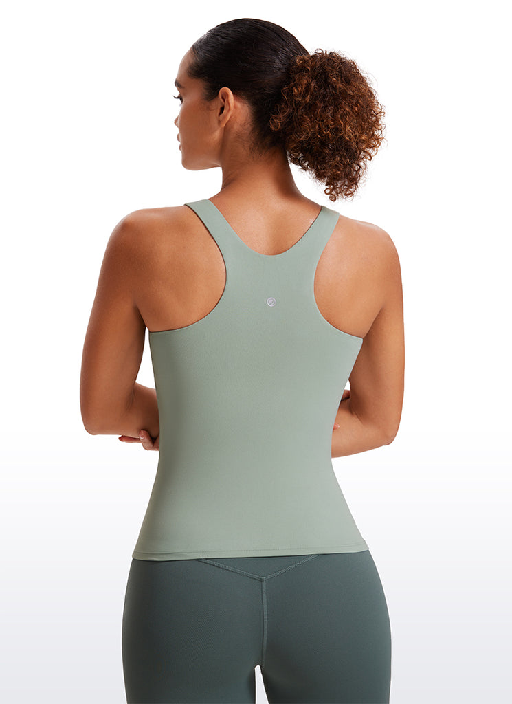 CRZ YOGA Women's Butterluxe Built-in Bra High Neck Racerback Tank Royal Lilac