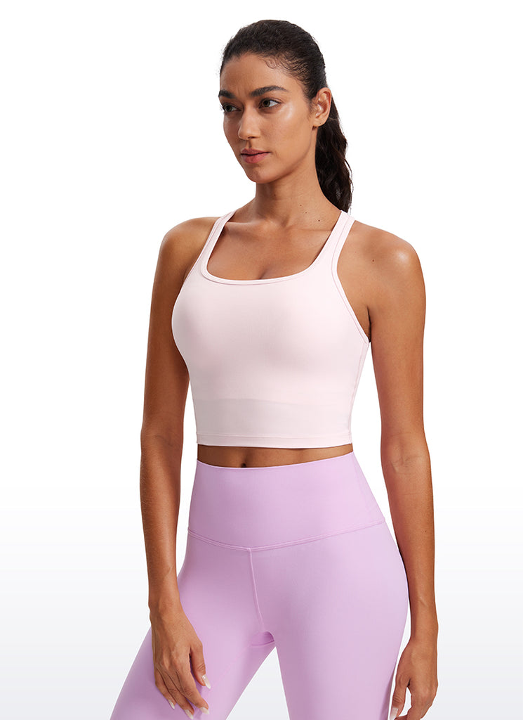 CRZ YOGA Women's Yoga Low support Butterluxe Scoop Neck Bra Y-Back Deep Red