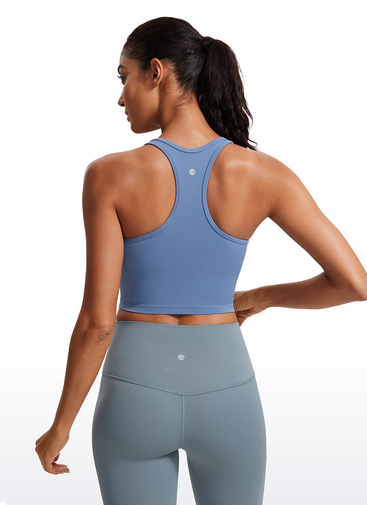 CRZ YOGA Women's Yoga Low support Butterluxe Scoop Neck Bra Y-Back Oasis Blue