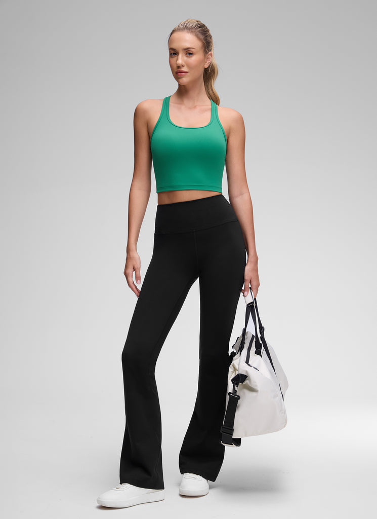 CRZ YOGA Women's Yoga Low support Butterluxe Scoop Neck Bra Y-Back Sparkle Blue