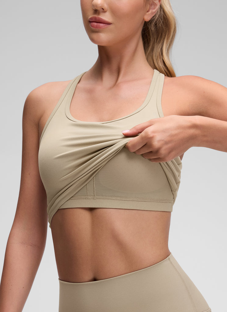 CRZ YOGA Women's Yoga Low support Butterluxe Scoop Neck Bra Y-Back Legend Green