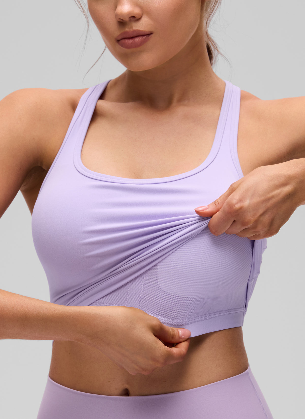 CRZ YOGA Women's Yoga Low support Butterluxe Scoop Neck Bra Y-Back Lavender Frost @model_info:V