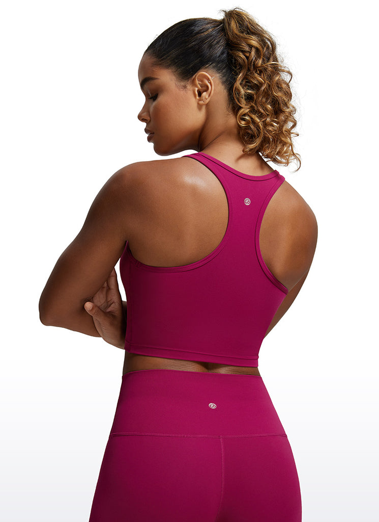 CRZ YOGA Women's Yoga Low support Butterluxe Scoop Neck Bra Y-Back Magenta Purple