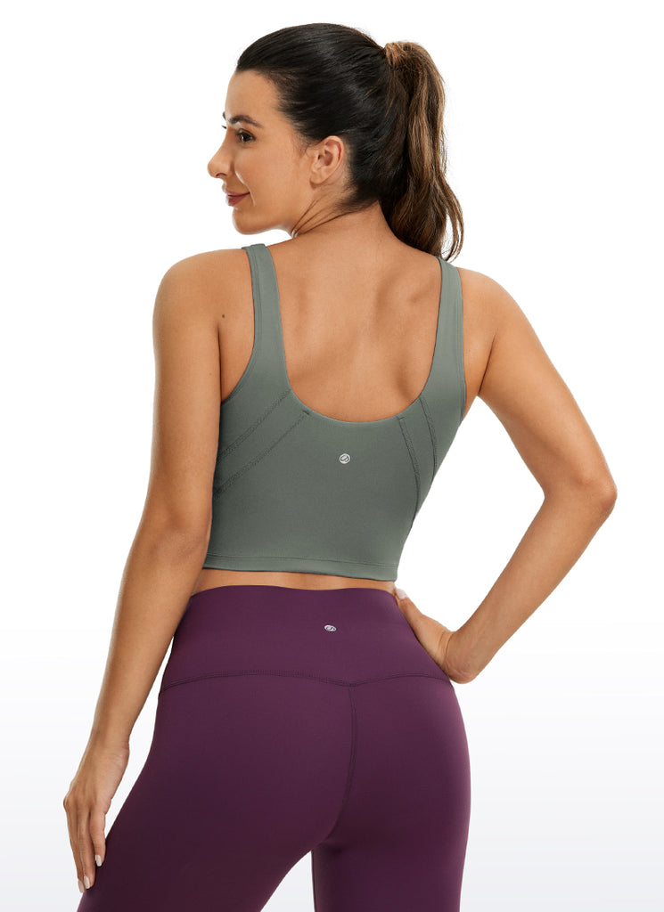 CRZ YOGA Women's Yoga Low support Butterluxe Longline Bra U-back Taupe