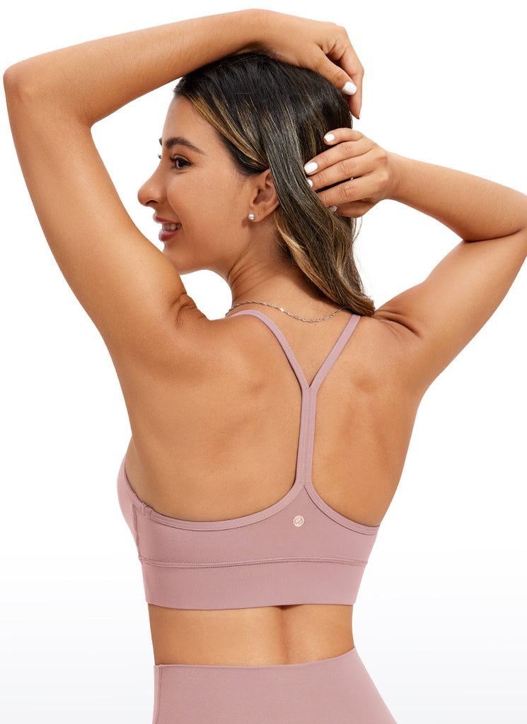 CRZ YOGA Women's Yoga Light Support Butterluxe Longline Bra Y-Back Rose Fragrant Purple