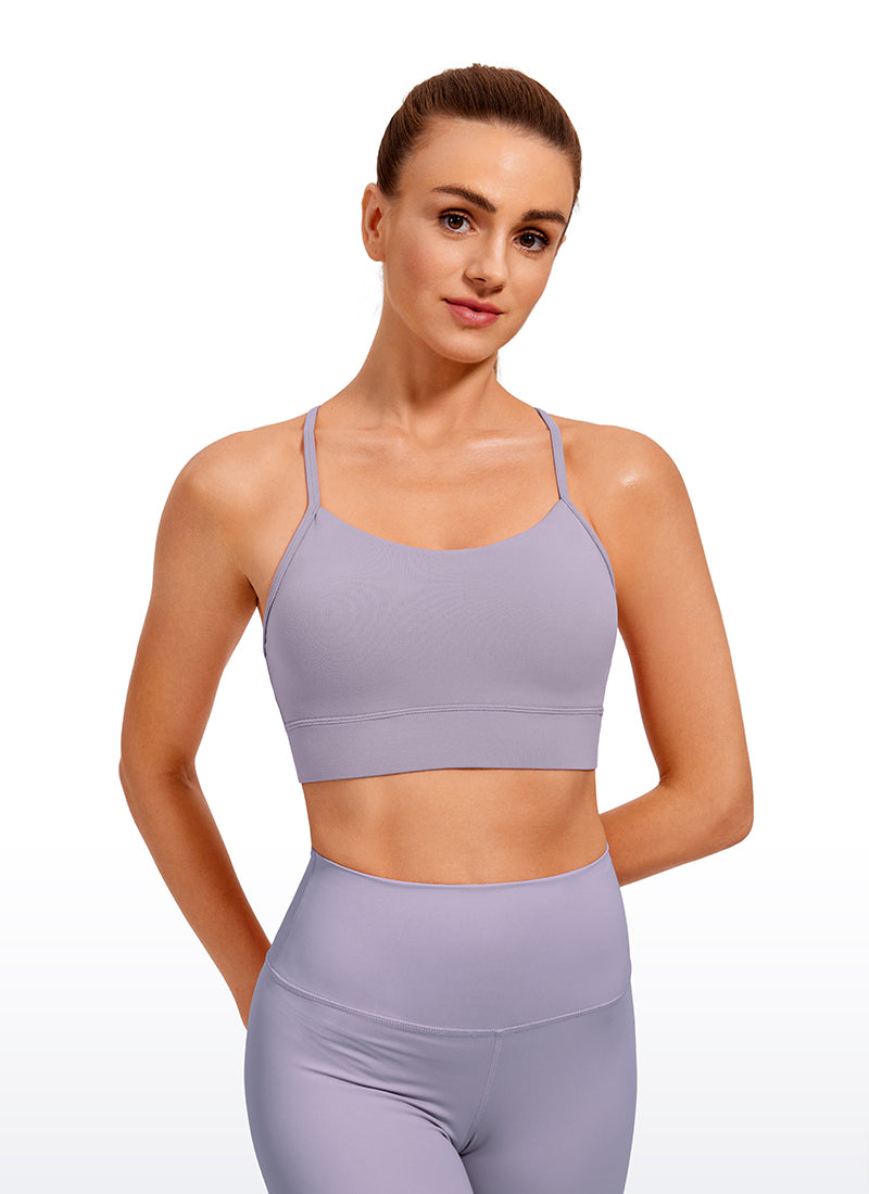 CRZ YOGA Women's Yoga Light Support Butterluxe Longline Bra Y-Back Lavender Mist