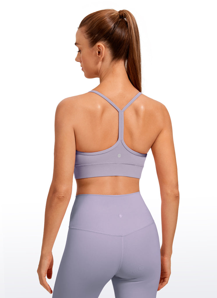 CRZ YOGA Women's Yoga Light Support Butterluxe Longline Bra Y-Back Rose Fragrant Purple