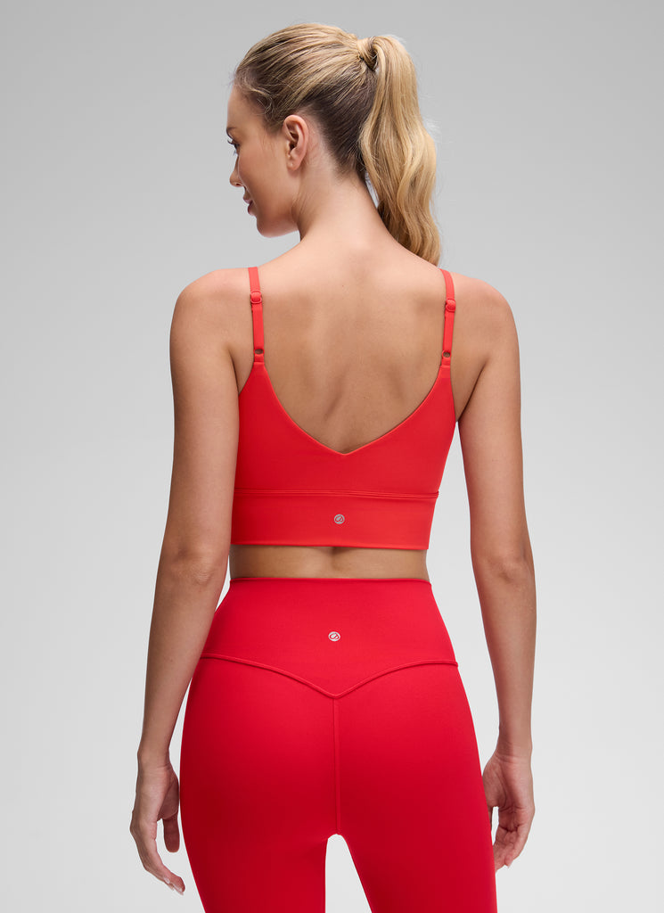 CRZ YOGA Women's Yoga Light Support Longline Bra Adjustable Straps Deep Red