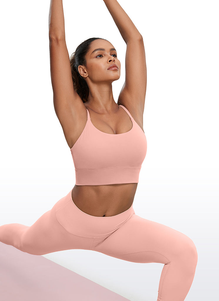 CRZ YOGA Women's Yoga Light Support Longline Bra Adjustable Straps Serenity Blue