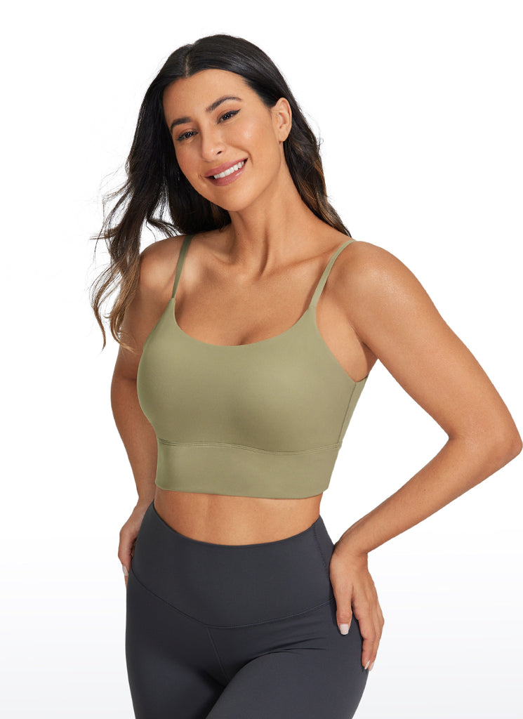 CRZ YOGA Women's Yoga Light Support Longline Bra Adjustable Straps Mountain Olive