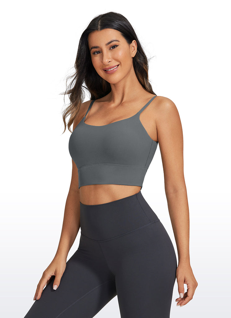 CRZ YOGA Women's Yoga Light Support Longline Bra Adjustable Straps Mountain Olive