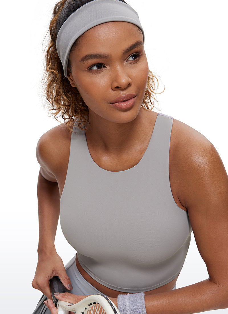 CRZ YOGA  Women's Yoga Low Support Butterluxe Tank High Neck Racerback Gull Gray