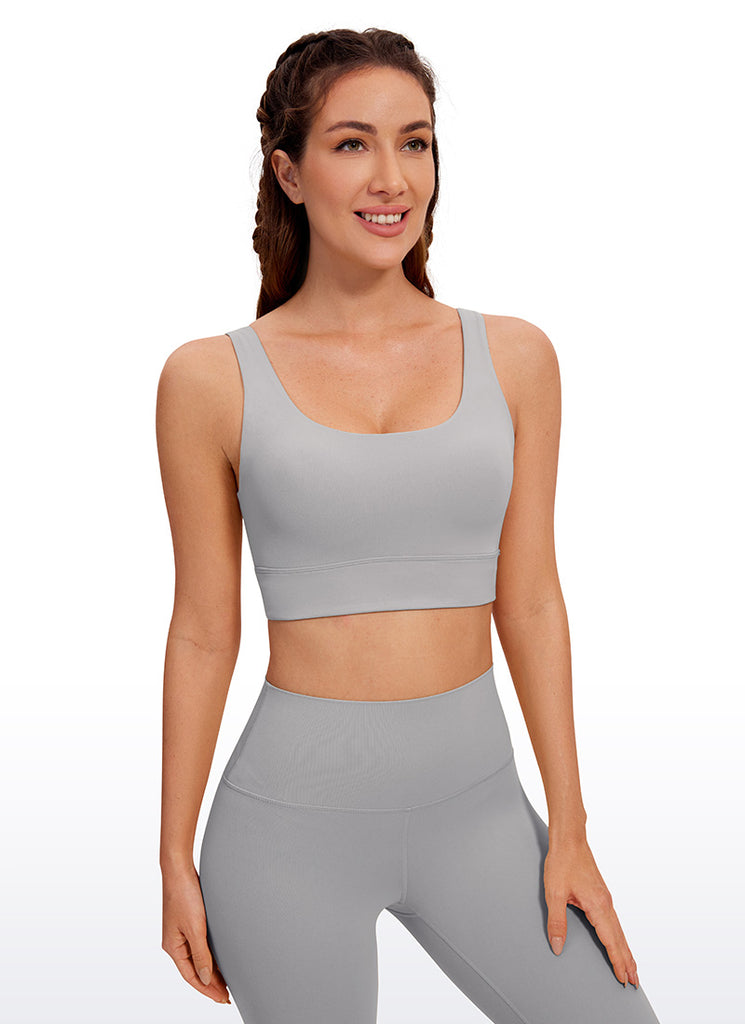 CRZ YOGA Women's Yoga Low Support Butterluxe Sport Bra U Back Longline Gull Gray