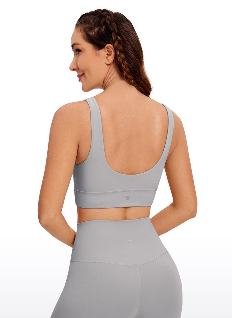 CRZ YOGA Women's Yoga Low Support Butterluxe Sport Bra U Back Longline Gull Gray