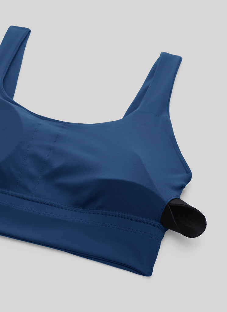 CRZ YOGA Women's Yoga Low Support Butterluxe Sport Bra U Back Longline French Navy