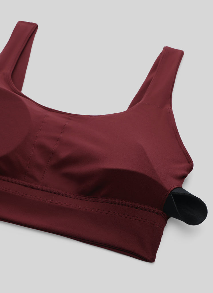 CRZ YOGA Women's Yoga Low Support Butterluxe Sport Bra U Back Longline Red Merlot